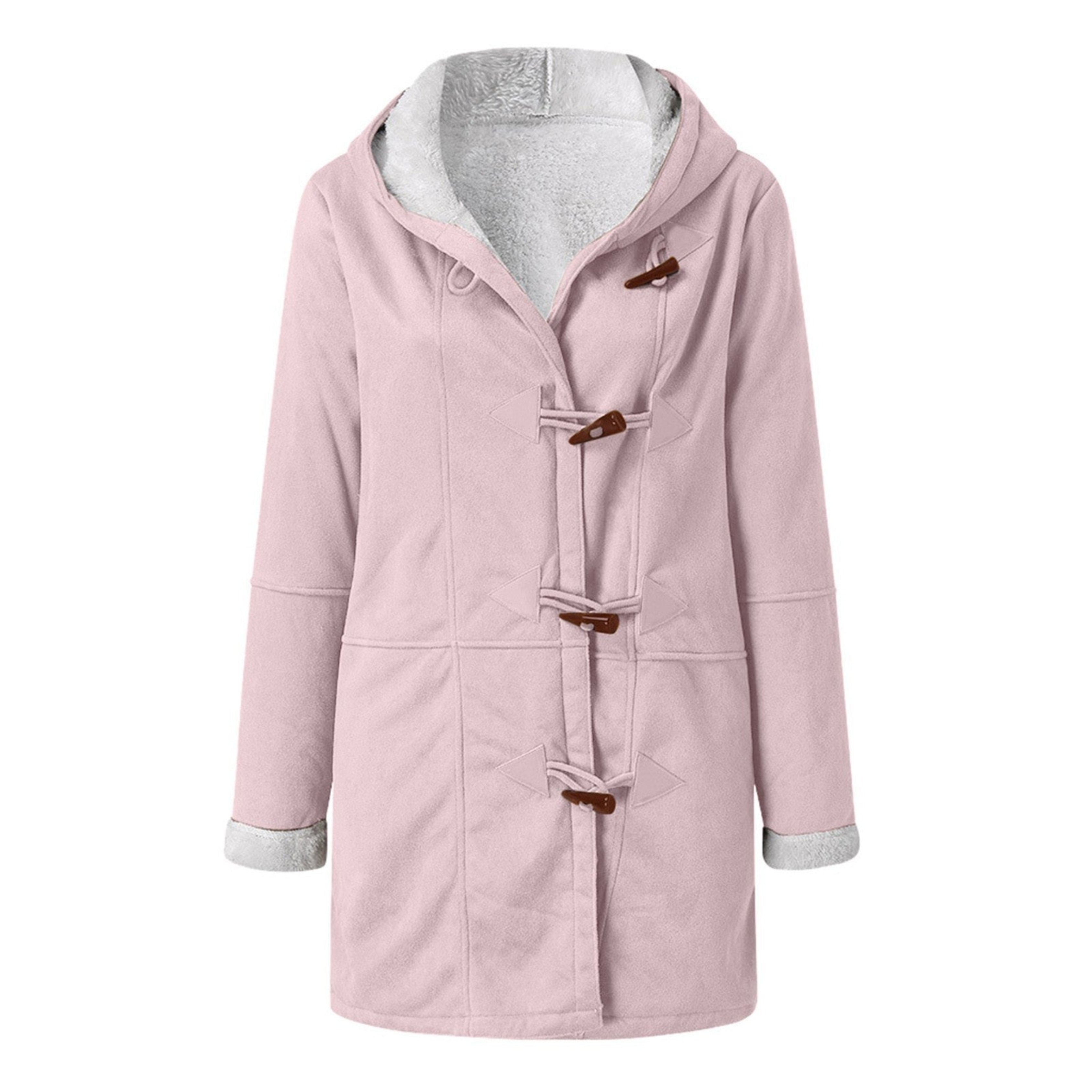Hooded Sherpa-Lined Duffle Coat with Toggle Front
