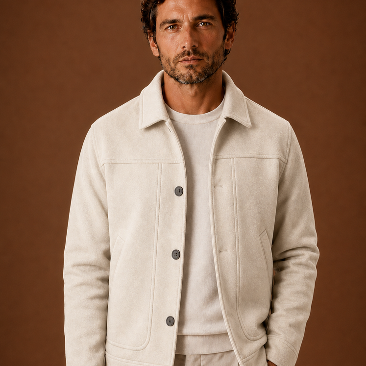 Tailored Button-Front Collared Shirt Jacket with Side Pockets