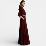 Cape Sleeve Top with Maxi Skirt Two-Piece Set