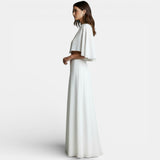 Cape Sleeve Top with Maxi Skirt Two-Piece Set