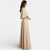 Cape Sleeve Top with Maxi Skirt Two-Piece Set
