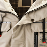 Hooded Parka Jacket with Zip Front and Flap Pockets