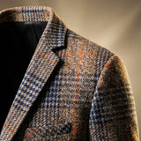 Plaid Blazer with Button Front and Patch Pockets