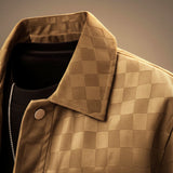 Checkered Jacket with Snap Button Front and Flap Pockets