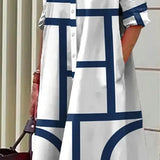 Collared Button-Front Midi Shirt Dress with Side Pockets