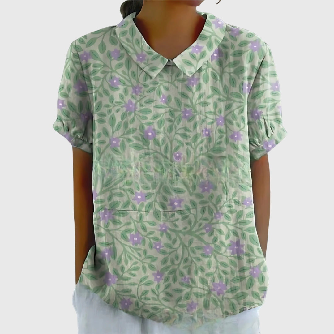 Solene | Floral Button Elegant Blouse Women Summer Casual