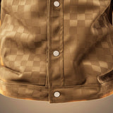 Checkered Jacket with Snap Button Front and Flap Pockets