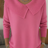 Collared Knit Sweater with Long Sleeves