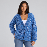 Textured Knit Cardigan with V-Neck and Button-Front