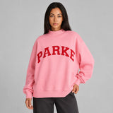 Oversized Varsity Sweater with Mock Neck