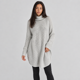 Oversized High Neck Sweater with Split Hem and Long Sleeves