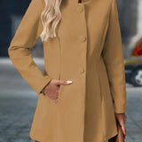 Tailored Button-Front Coat with Stand Collar