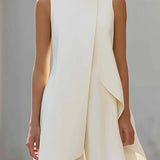 Mock Neck Asymmetric Top and Wide-Leg Pants Set