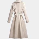 Belted Trench Coat with Lapel Collar and Scarf Detail