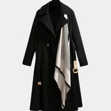 Belted Trench Coat with Lapel Collar and Scarf Detail
