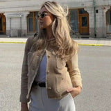 Cropped Button-Front Blazer with Patch Pocket