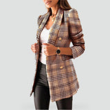 Tailored Double-Breasted Boucle Blazer with Button Front