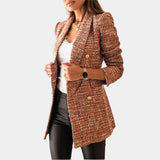 Tailored Double-Breasted Boucle Blazer with Button Front