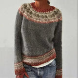 Multicolor Knit Sweater with Crew Neck