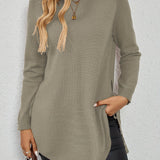 Long Sweater with Side Slits and Long Sleeves