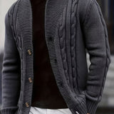 Cable Knit Cardigan with Shawl Collar and Button Front