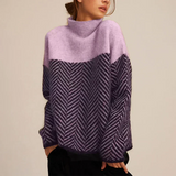 Turtleneck Sweater with Chevron Pattern