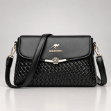 Woven Flap Crossbody Bag with Shoulder Strap