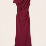 Draped Off-Shoulder Maxi Dress with Fitted Waist