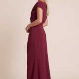 Draped Off-Shoulder Maxi Dress with Fitted Waist