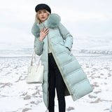 Women's Long Puffer Winter Coat with Fur Trimmed Hood and Quilted Design with Full Length Zipper