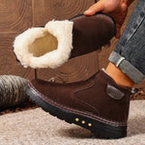 Fleece Lined Ankle Boots with Side Zip and Lug Sole