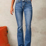 High-Waisted Flare Jeans with Button-Front