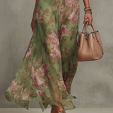 Draped Halter Neck Maxi Dress with Floral Print