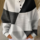 Color Block Waffle Knit Sweater with Crew Neck