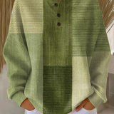 Color Block Waffle Knit Sweater with Crew Neck