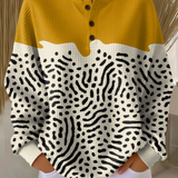 Color Block Waffle Knit Sweater with Crew Neck