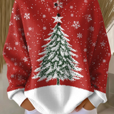 Color Block Waffle Knit Sweater with Crew Neck
