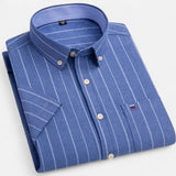 Checkered Short Sleeve Button-Down Shirt with Chest Pocket