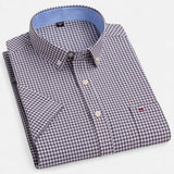 Checkered Short Sleeve Button-Down Shirt with Chest Pocket