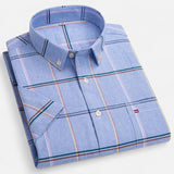 Checkered Short Sleeve Button-Down Shirt with Chest Pocket