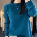 Crew Neck Knit Sweater with Ribbed Trim