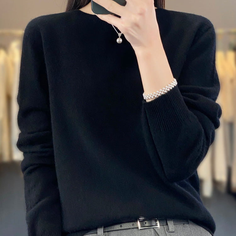 Crew Neck Knit Sweater with Ribbed Trim