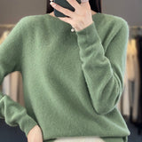 Crew Neck Knit Sweater with Ribbed Trim