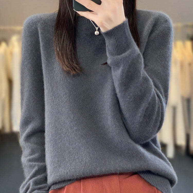 Crew Neck Knit Sweater with Ribbed Trim