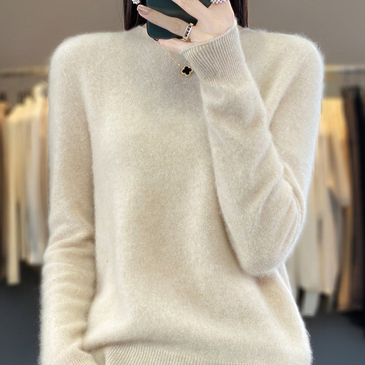 Crew Neck Knit Sweater with Ribbed Trim