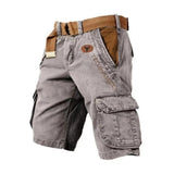 Men's Multi-Pocket Washed Cargo Shorts