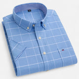 Checkered Short Sleeve Button-Down Shirt with Chest Pocket