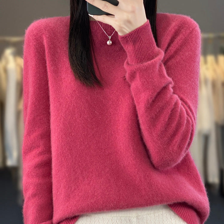 Crew Neck Knit Sweater with Ribbed Trim
