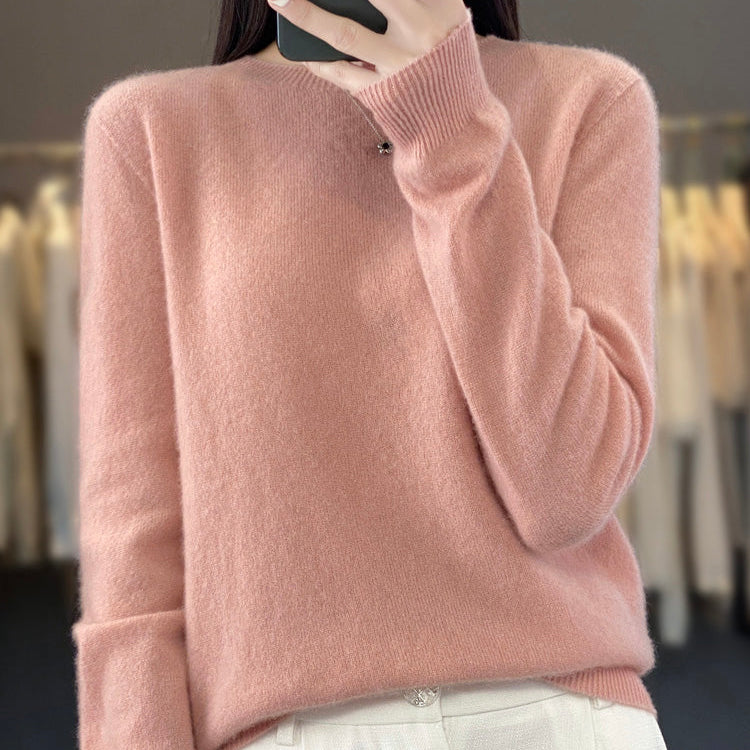 Crew Neck Knit Sweater with Ribbed Trim