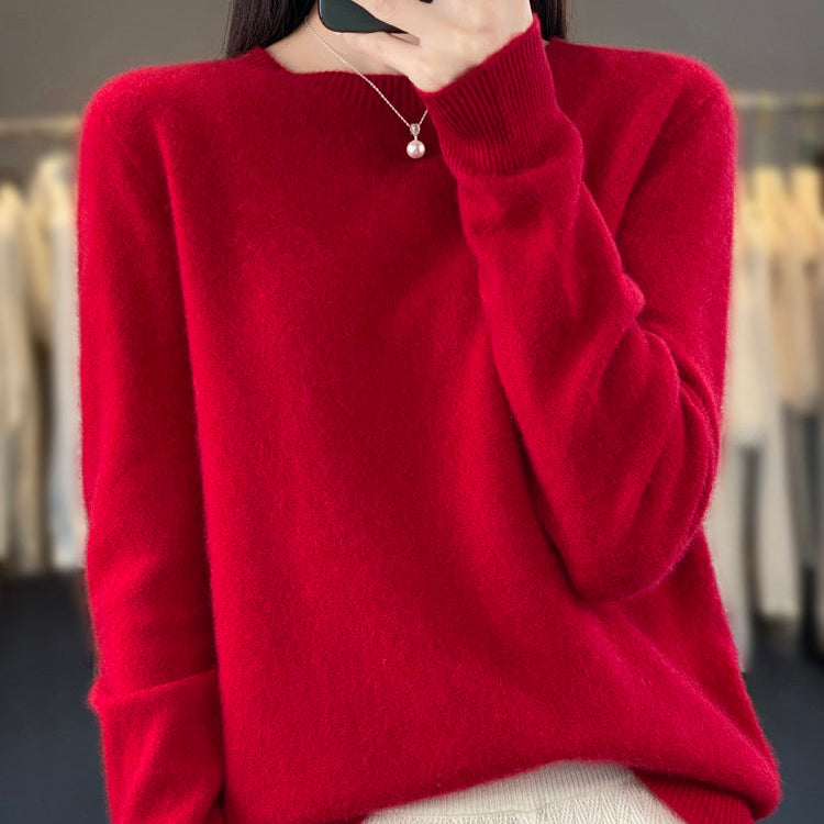 Crew Neck Knit Sweater with Ribbed Trim